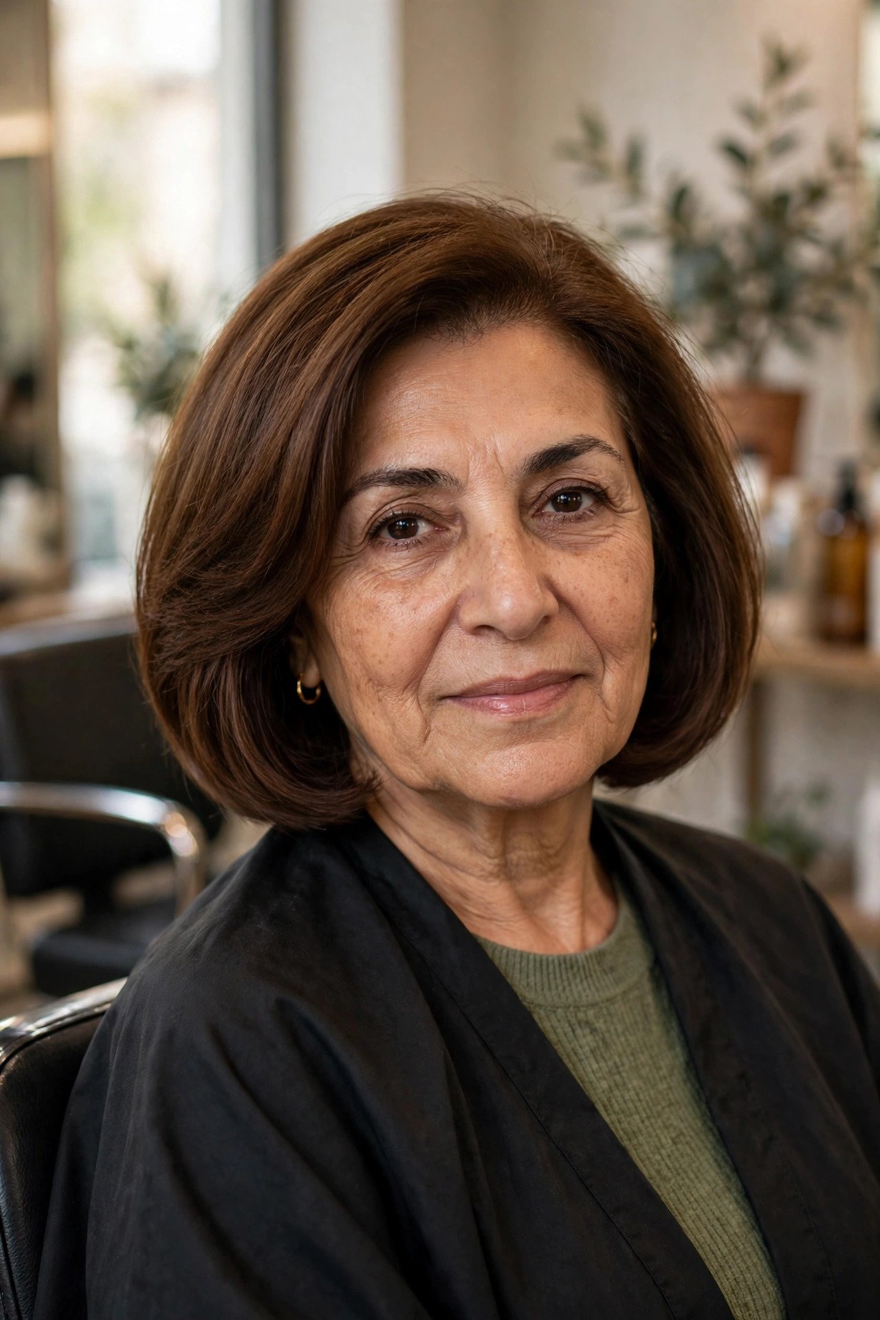 Elegant jaw length bob in chestnut brown