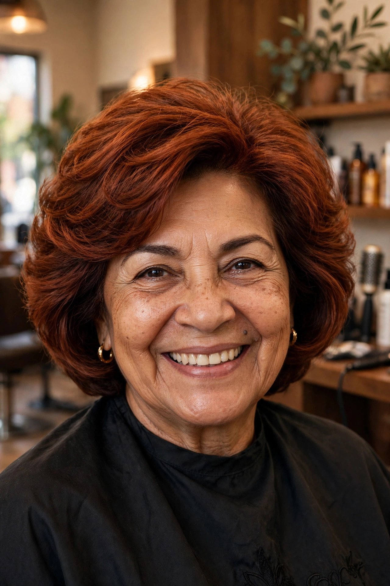 Copper red layered bob with rounded volume