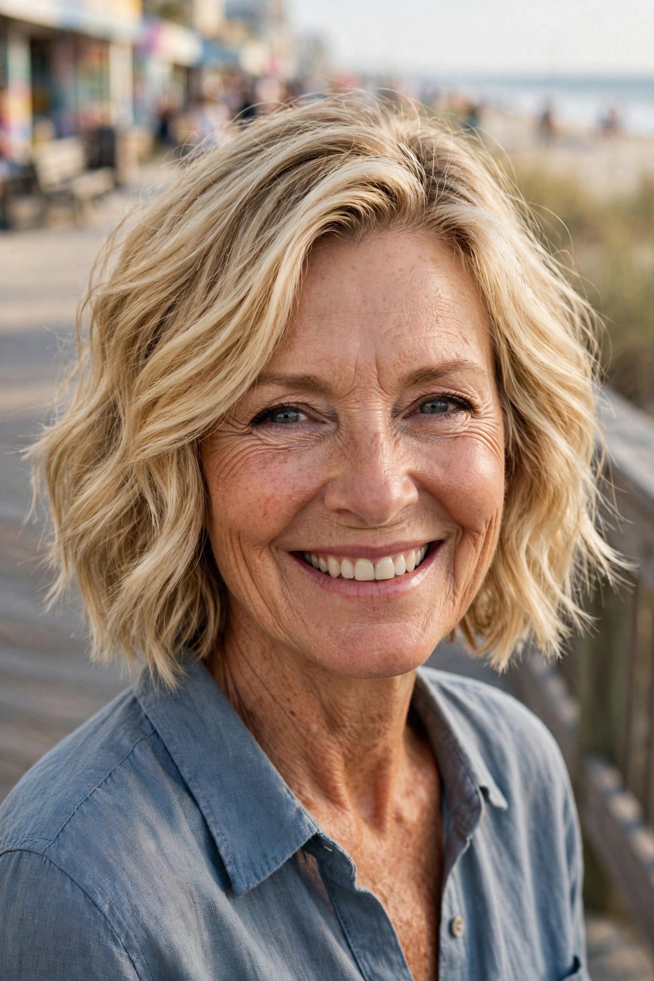 Beach wave bob in sun kissed blonde